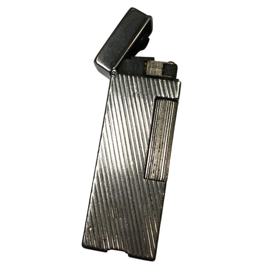 Vintage Dunhill Rollagas Lighter Silver Tone Pinstripe